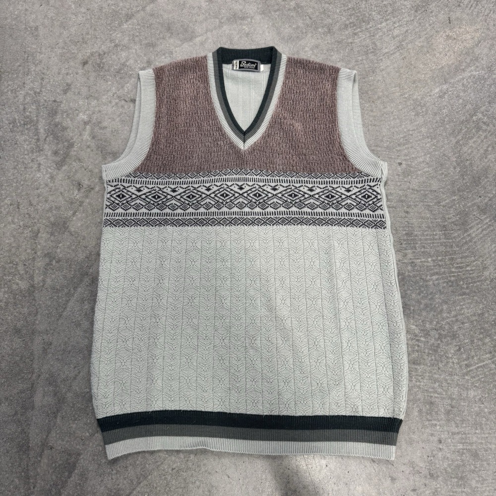 Vintage Sweater Vest Dark Academia Men's Geometric Fair Isle Grandpacore Medium